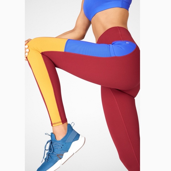 Fabletics On The Go PowerHold High Waisted Legging Pockets Colorblock SZ Medium - Picture 10 of 12